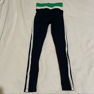 SPLITS59 Leggings. Navy Blue/Kelly Green/White. Size small.